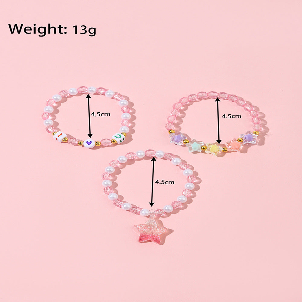 Korean Style/korean Style Pentagram Plastic Handmade No Inlaid Five-pointed Star Bracelets Jewelry Color Mixing