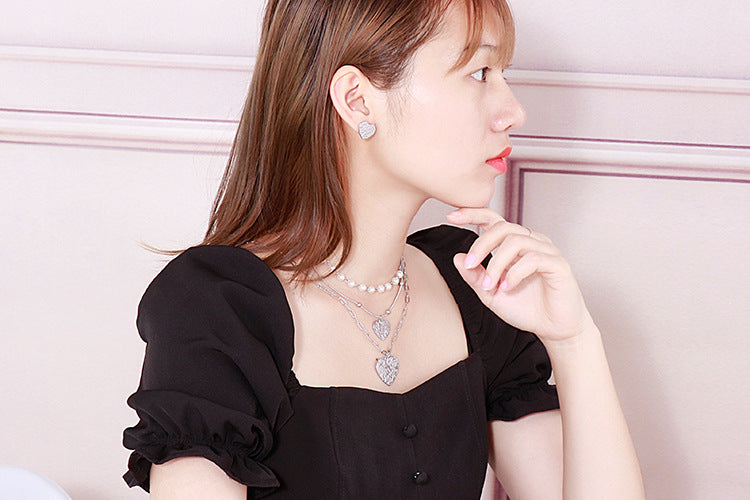 Personality Fashion Multi-layer Heart-shaped Pearl Necklace Set Wholesale Nihaojewelry