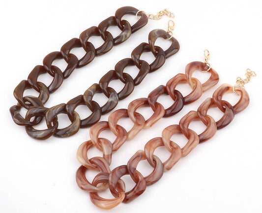 Retro Gradient Color Arylic Chain Women's Necklace