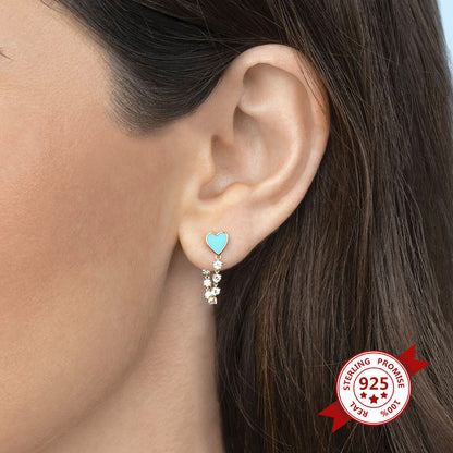 Fashion Personality Tassel Diamond Peach Heart Love Drip Earrings Trend Jewelry
