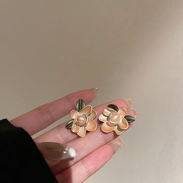 Fashion Flower Leaf Earrings Niche Korean Acrylic Stud Earrings
