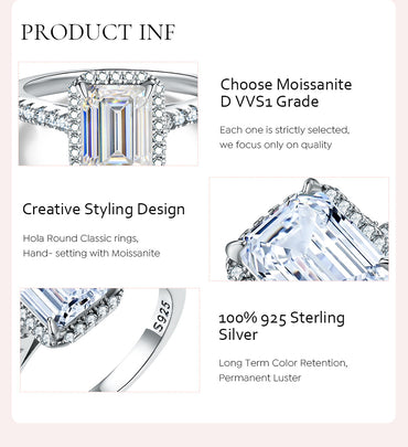 Lady Geometric Sterling Silver Gra Plating Inlay Moissanite Rings
