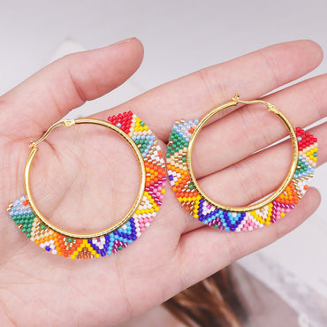 New  Hot Selling Boho Colorful Geometric Miyuki Earrings Wholesale Big Circle Women's Earrings
