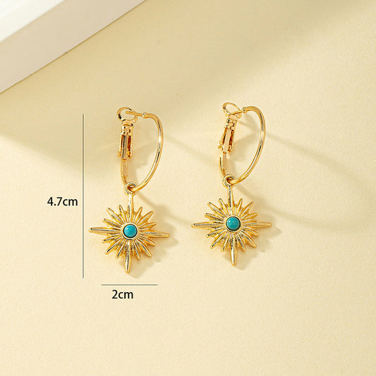 1 Pair Vintage Style Eight Awn Star Plating Alloy Drop Earrings