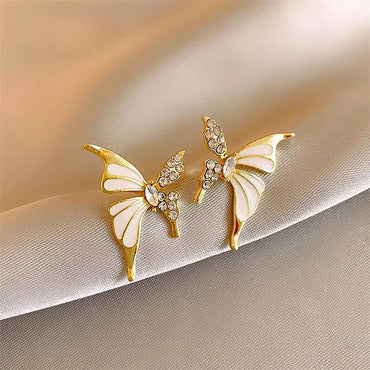 S925 Silver Needle Fashion Liquid Butterfly Stud Earrings Temperament Light Luxury Niche Luxury Earrings New Explosive Unique Earrings
