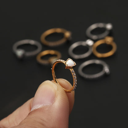 Simple Style Heart Shape Titanium Steel Inlay Zircon Nose Ring
