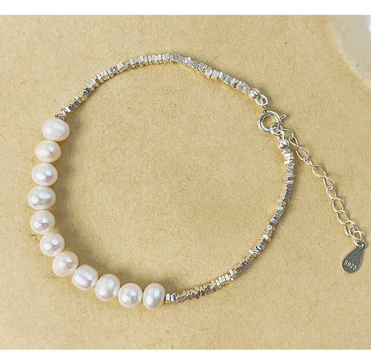 Lady U Shape Freshwater Pearl Sterling Silver Beaded Plating Bracelets