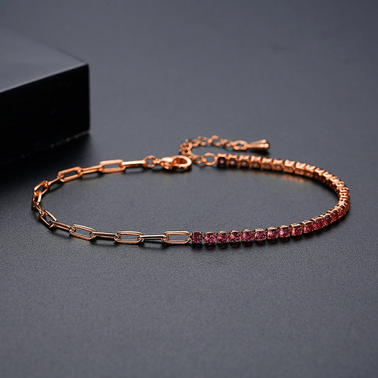 Simple Style Square Copper Inlay Zircon Bracelets