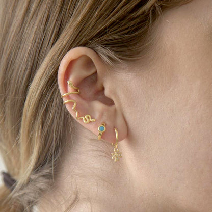 Single 18k Gold Snake-shaped Copper Earrings European And American Personality Creative Non-pierced Earrings