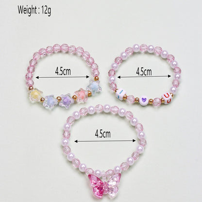 Simple Style Heart Shape Flower Plastic Beaded Girl's Bracelets
