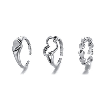Retro Mermaid Butterfly Open Joint Ring 3-piece Set Wholesale