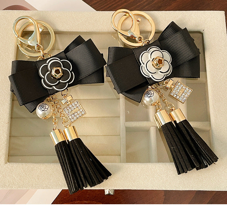1 Piece Fashion Tassel Flower Bow Knot Alloy Inlay Rhinestones Women's Keychain