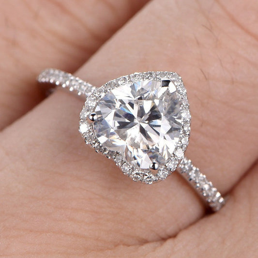 Fashion Heart Shape Alloy Inlay Artificial Gemstones Women's Rings