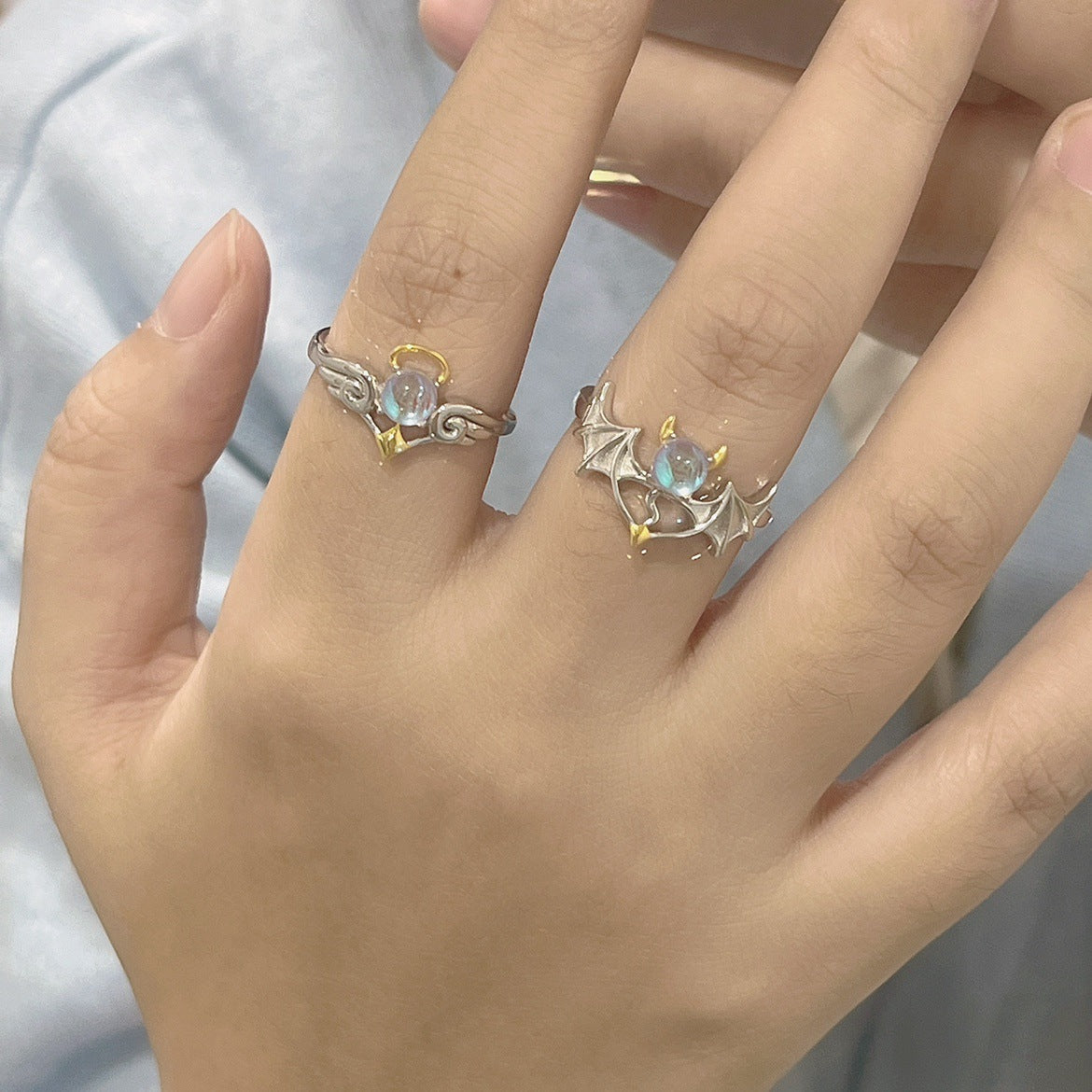 Fashion Angel Metal Plating Inlay Artificial Gemstones Women's Rings 1 Piece