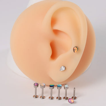 1 Piece Simple Style Water Droplets Stainless Steel Plating Inlay Zircon Ear Studs