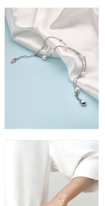 Casual Solid Color Titanium Steel Pearl Bracelets