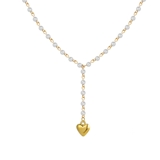 Ins Style Heart Shape Alloy Plating Artificial Pearls Women's Pendant Necklace
