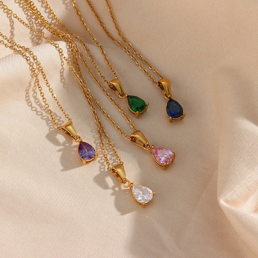 Minimalist Ellipse Geometric Stainless Steel 18K Gold Plated Necklaces