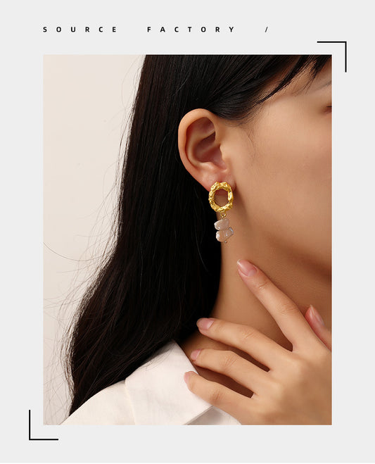 Fashion Irregular Pearl Asymmetrical Pearl Plating Drop Earrings 1 Pair
