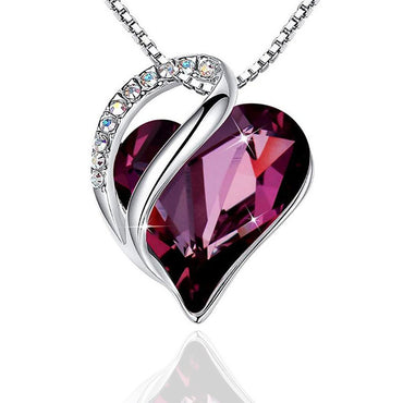 Fashion Heart Shape Artificial Crystal Plating Rhinestones Pendant Necklace 1 Piece