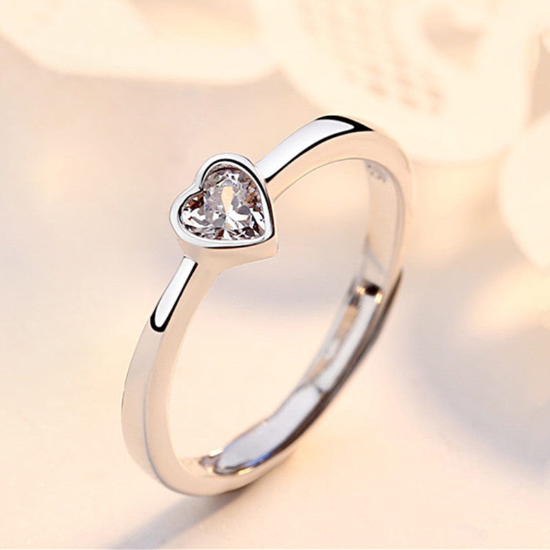 Simple Style Heart Shape Copper Inlay Artificial Gemstones Rings 1 Piece