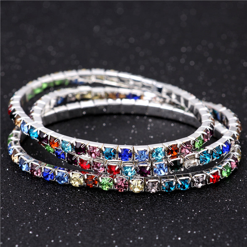 Simple Style Geometric Crystal Rhinestone Gem Bracelets