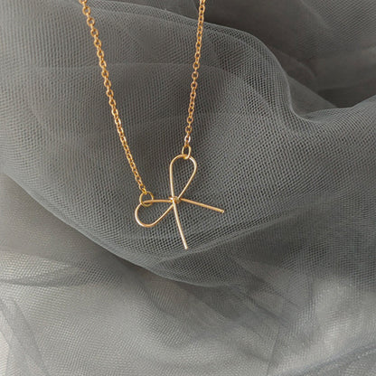Geometric Bow Shaped Simple New Hollow Pendant Clavicle Necklace Alloy