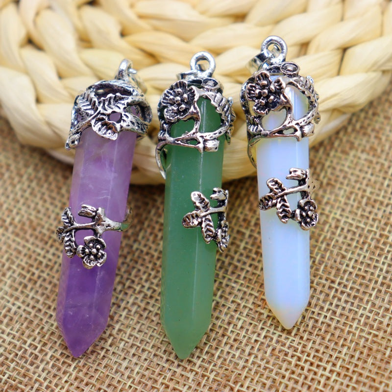 Ethnic Style Geometric Natural Crystal Plating Pendant Necklace 1 Piece