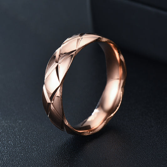 New Simple Cutting Arc Batch Flower Shaped Stainless Steel Ring
