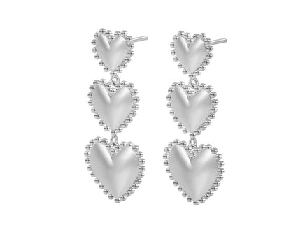 Cute Heart Shape Copper Tassel Plating Drop Earrings 1 Pair