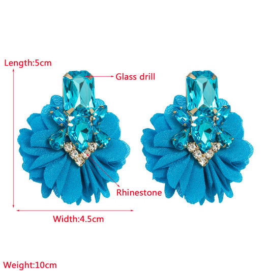 Fashion Flower Inlay Alloy Rhinestones Drop Earrings