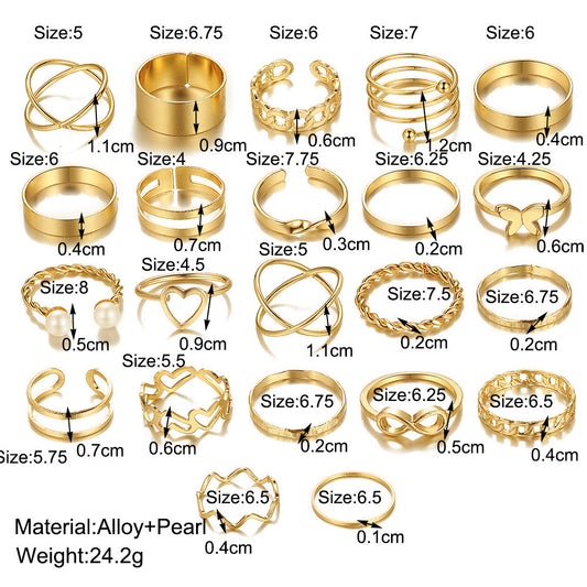 Fashion Geometric Alloy Plating Rings 22