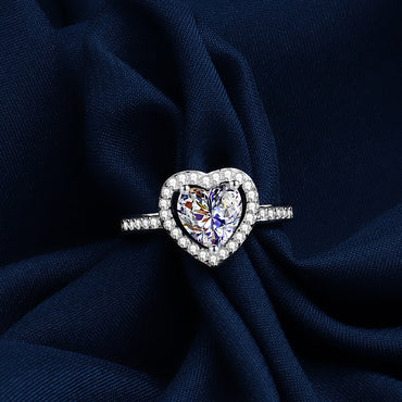 1 Piece Fashion Heart Shape Silver Plated Plating Zircon Women's Open Ring