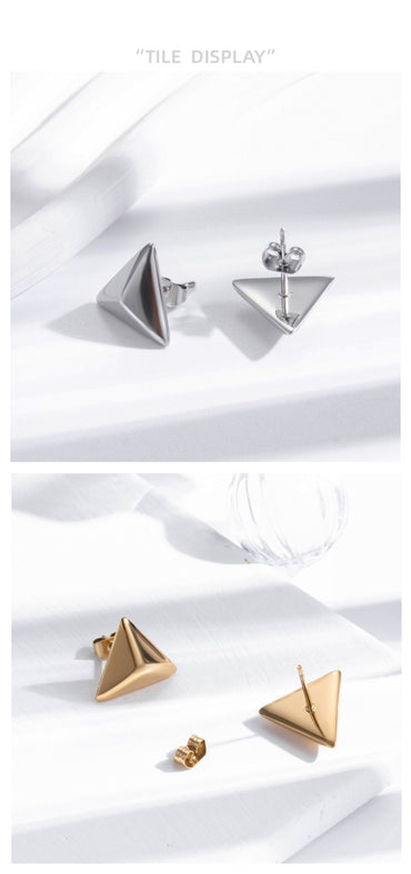 1 Pair Simple Style Triangle Plating Titanium Steel Ear Studs