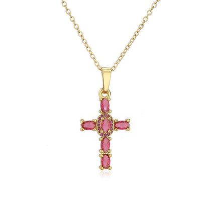 Fashion Copper Plated 18k Gold Cross Pendant Copper Necklace Jewelry