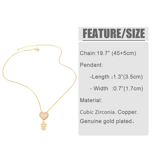 Fashion Human Heart Shape Copper Plating Inlay Zircon Pendant Necklace 1 Piece