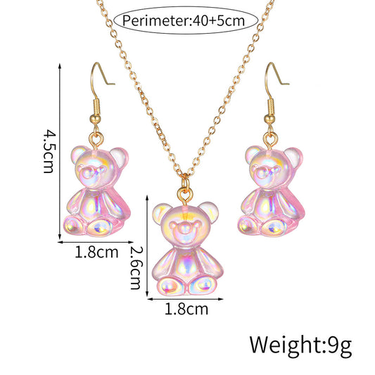 Wholesale Jewelry Cute Bear Resin Stoving Varnish Earrings Necklace