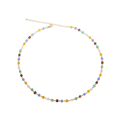 Ig Style Casual Multicolor Artificial Crystal Beaded Women's Necklace
