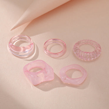 Wholesale Joint Ring Set 5-piece Creative Simple Resin Transparent Ring