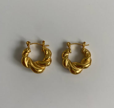1 Pair Simple Style Twist Titanium Steel Plating 18k Gold Plated Hoop Earrings