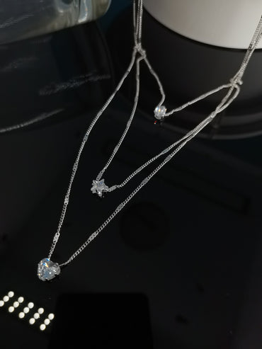 Casual Simple Style Star Water Droplets Heart Shape Alloy Plating Inlay Rhinestones Women's Layered Necklaces