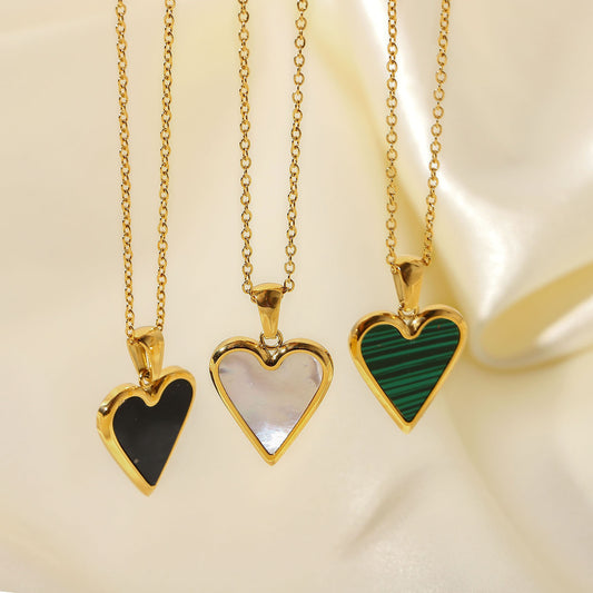 Simple Style Heart Stainless Steel Titanium Steel Plating Gold Plated Pendant Necklace