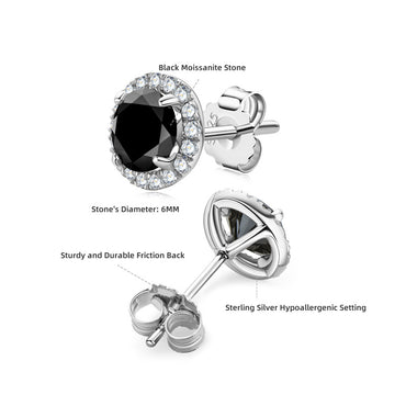 Simple Style Commute Round Sterling Silver Moissanite Ear Studs In Bulk