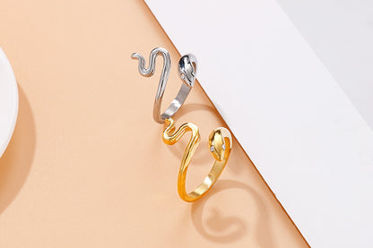 New Fashion Creative Stainless Steel Rhinestone Snake Ring Wholesale Nihaojewelry