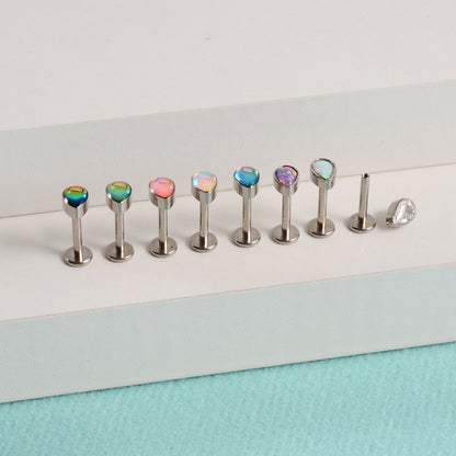 1 Piece Simple Style Water Droplets Stainless Steel Plating Inlay Zircon Ear Studs