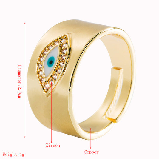 Fashion Eyes Mushroom Shape Copper Micro-inlaid Zircon Open Ring