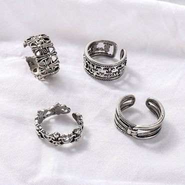 Simple Hollow Ring Set Retro Metal Old Anchor Cross Ring Batch
