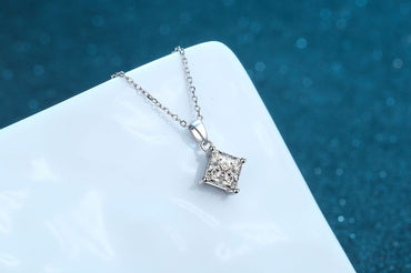 Simple Style Square Sterling Silver Moissanite Pendant Necklace In Bulk