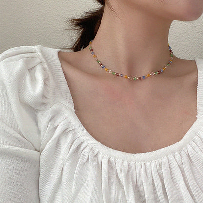 Ig Style Casual Multicolor Artificial Crystal Beaded Women's Necklace