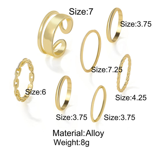 Joint Ring Wholesale Creative Simple Stacked Spiral Ring Set 6 Piece Set